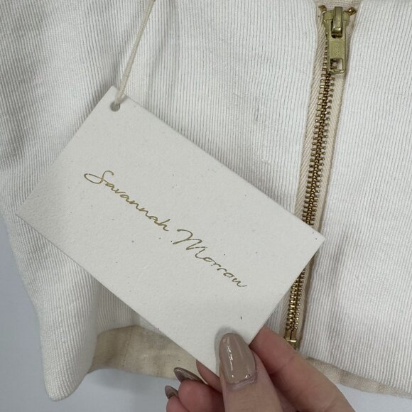 NWT Savannah Morrow Women's Crop Tops White Textured Tweed Square Neck Size XS - Picture 6 of 11